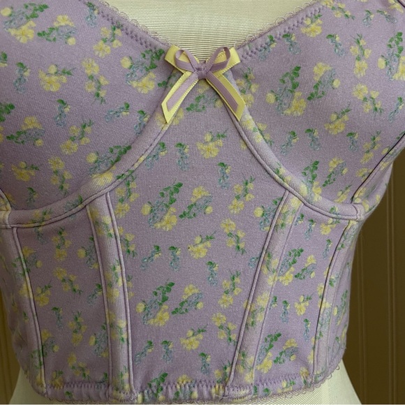 Lavender Floral Corset Crop Top Women’s Size Medium-Large - Picture 7 of 15